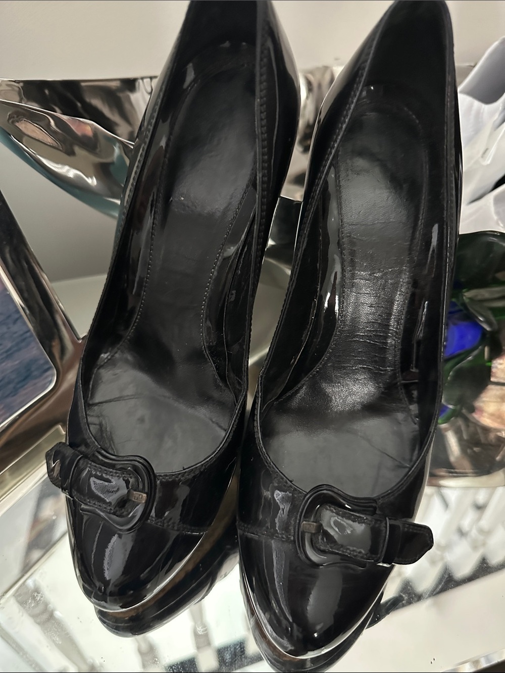 FENDI PATENT PLATFORM Y2K BUCKLE CHUNKY HEELS